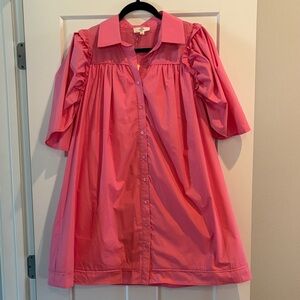 entro Pink Button-Front Babydoll Dress